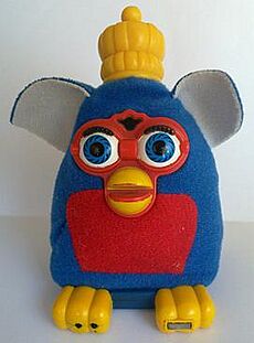 Furby, a McDonaldsToy circa 2001, with bright blue coat