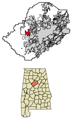 Location of Sylvan Springs in Jefferson County, Alabama.