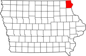 Map of Iowa highlighting Allamakee County