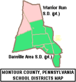 Map of Montour County Pennsylvania School Districts