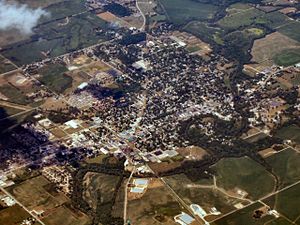 North Manchester, Indiana from the air looking northeast