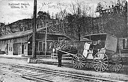 Old postcard of Milton, NY, train station