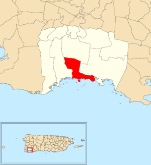 Location of Parguera within the municipality of Lajas shown in red