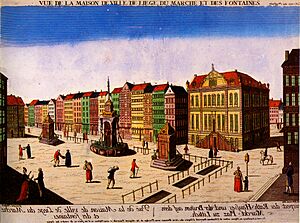 Place Marché 1738 gravure de Nabholz