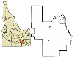 Location of Rockland in Power County, Idaho.