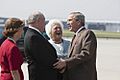 President George W. Bush and Barbara Bush are greeted by Georgia Governor Sonny Perdue