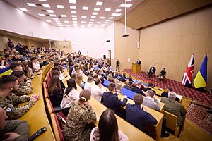 President of Ukraine and the former Prime Minister of the United Kingdom talked to students of Taras Shevchenko National University of Kyiv on the Day of Unity. (52717480094)