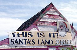 Santa Claus Land sign. The "office" portion was added later.