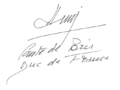 Signature Comte de Paris Duc de France
