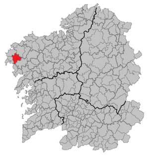 Location of Dumbría municipality (which Ézaro is part of) within Galicia
