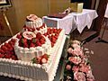 Strawberry topped wedding cake Japan