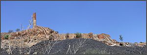 The ruins of the Day Dream Mine smelter, Sept 2013, on a clear blue day. Peter Neaum. - panoramio.jpg