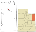 Uintah County Utah incorporated and unincorporated areas Vernal highlighted