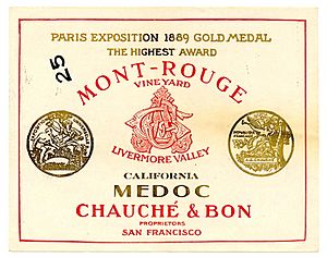 Wine label Mont-Rouge Vineyard California Medoc