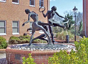 'The Tambourine Girls' sculpture by Charlotte Randall, in Camberley, Surrey - Geograph-3392086