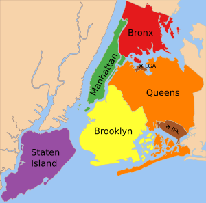 5 Boroughs Labels New York City Map