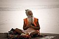 A sadhu by the Ghats on the Ganges, Varanasi
