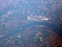 Aerial view of Melara Italy