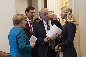 Angela Merkel, Jared Kushner, Donald Trump and Ivanka Trump, March 2017