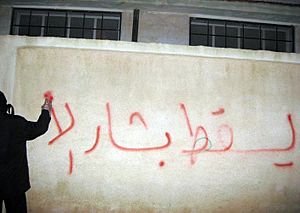 Anti Assad graffiti on walls march 2011 syria