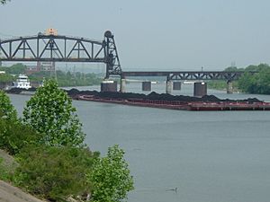 Barge hauling coal, Louisville and Portland Canal