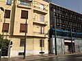 Building with bullet holes in Athens.