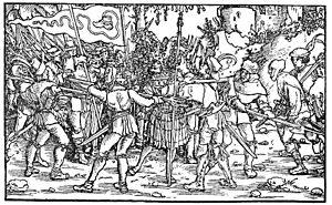 Bundschuhfahne Holzschnitt 1539 Petrarcas Trostspiegel