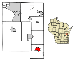 Location of New Holstein in Calumet County, Wisconsin.