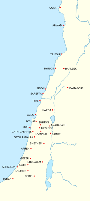 The major Canaanite city states in the Bronze Age