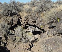 Captain Jack's cave at Captain Jack's Stronghold in Lava Beds NM-750px
