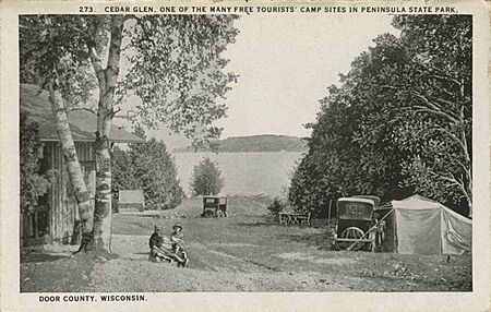 Cedar Glen, one of themany free tourists' camp sites in Peninsula State Park, Door County,... (NBY 562)