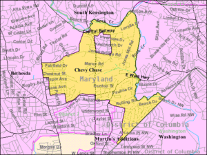 Boundaries of the Chevy Chase CDP as of 2003