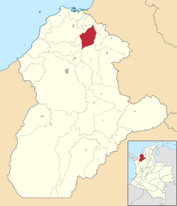 Location of the municipality and town of Chimá in the Córdoba Department of Colombia.