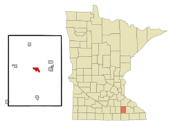 Location of Dodge Centerwithin Dodge County and state of Minnesota
