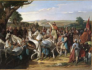 El rey Don Rodrigo arengando a sus tropas en la batalla de Guadalete (Museo del Prado).jpg