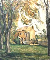 Farmhouse and Chestnut Trees at Jas de Bouffan by Paul Cezanne