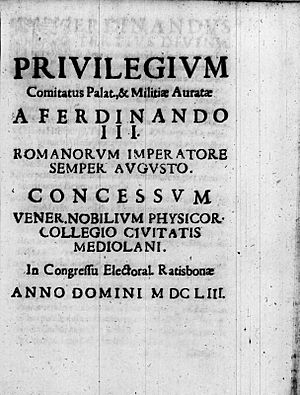 Ferdinando III d'Asburgo – Privilegium comitatus palatinus et militiae auratae a Ferdinando Tertio, 1653 – BEIC 15136770