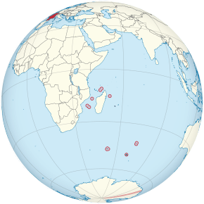 Location of the French Southern and Antarctic Lands in the Indian Ocean