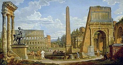Giovanni Paolo Panini (1691-1765) - Capriccio of Roman Ruins with the Colosseum - PD.107-1992 - Fitzwilliam Museum