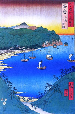 Hiroshige Boats in an inlet