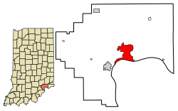 Location of Madison in Jefferson County, Indiana