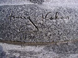 Kalas replica autograph on tombstone