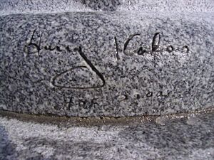 Kalas replica autograph on tombstone