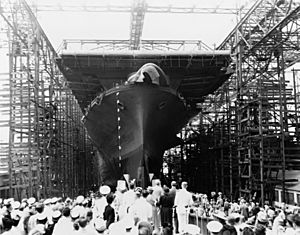 Launching of USS Hornet (CV-12) 1943