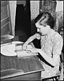 Lucy Sergent, 26, who has been blind since birth, writing. She attended the Kentucky State School for the Blind for... - NARA - 541365