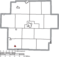 Location of Leesville in Carroll County
