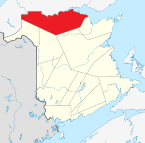 Map of New Brunswick highlighting Restigouche County