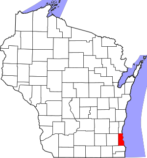 Map of Wisconsin highlighting Milwaukee County