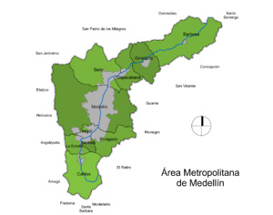 Mapa Área Metropolitana del Valle de Aburrá