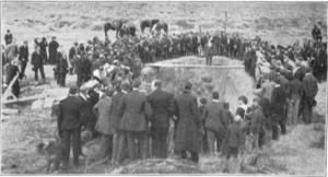 Memorial services for miners killed in the Hanna Mine disasters, March 28, 1910